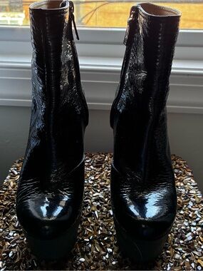 LANVIN  black Patten leather boots Authentic